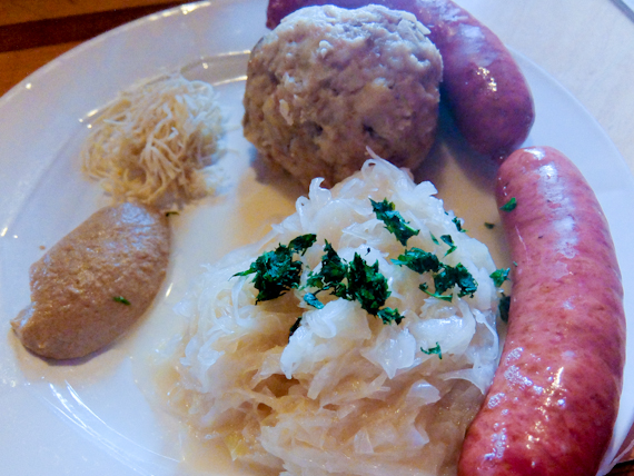 Sausage cabbage and dumplings