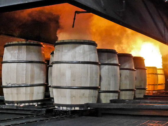 Charring Bourbon Barrels