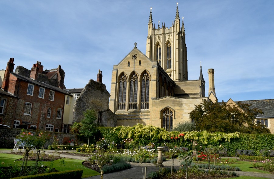 St Edmundsbury Cathedral and the rose garden credit Andy Abbott
