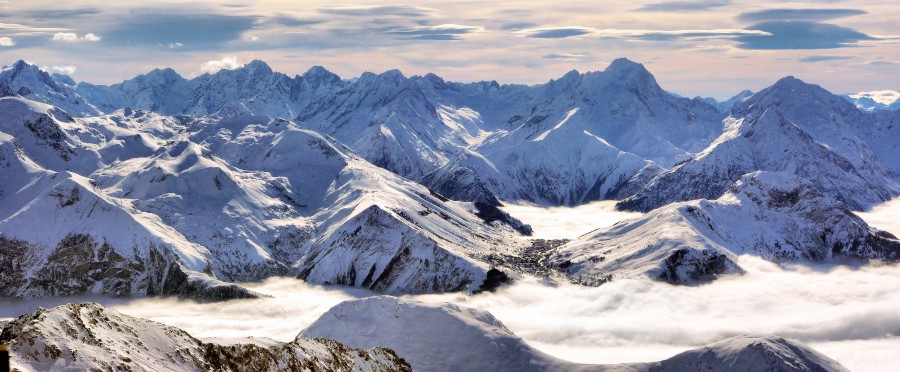 Les Deux Alpes from the glacier