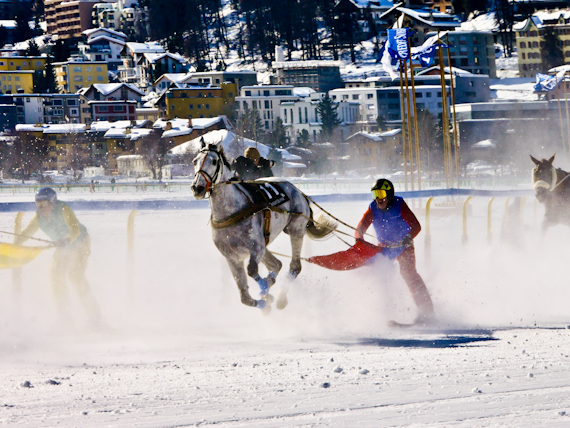 White Turf jockey pulled on ski