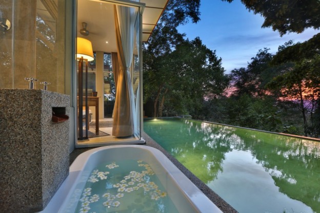 Michael Edwards stays at the Ambong Pool Villas in Langkawi 2.1 Villa Malut Sunkun Tub @ Sunrise