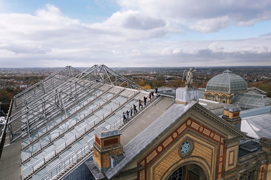 Andy Mossack climbs Summit Ally Pally on a prelaunch climb up the highest roof walk in the UK.