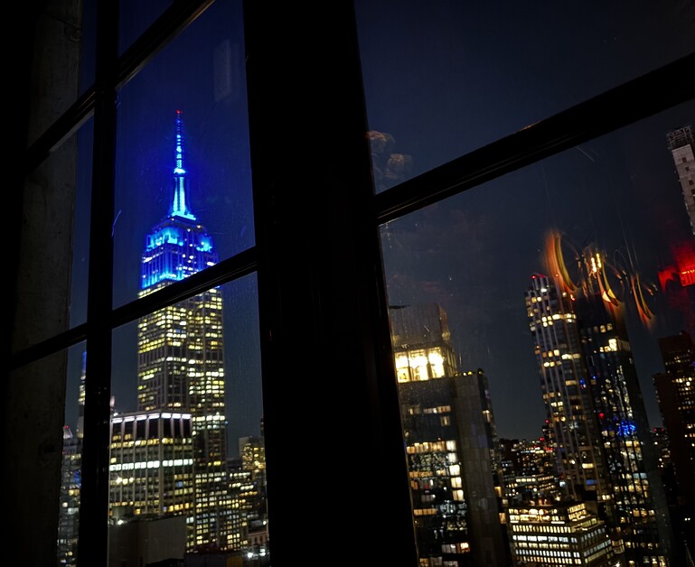 Anthea Gerrie Enjoys Unexpected Views Of The Empire State Building At Manhattan’s Buzzy Moxy Chelsea Hotel.
