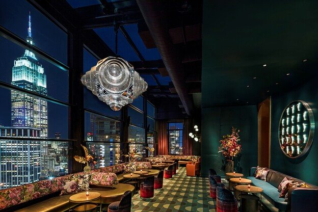 Anthea Gerrie Enjoys Unexpected Views Of The Empire State Building At Manhattan’s Buzzy Moxy Chelsea Hotel.