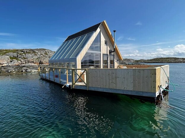 Sarah Kingdom eats at the Brygge Restaurant before taking a boat to Hitra Island to sleep on the Floating Suite on Hitra Island.